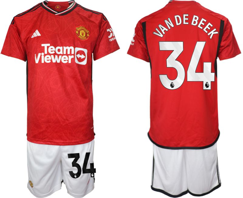 Men 2023-2024 Club Manchester United home red 34 Soccer Jersey